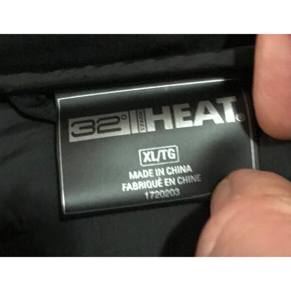 32 Degrees Heat Mens Puffer Jacket XL Black Polyester & Nylon Removable Hood - Picture 9 of 12